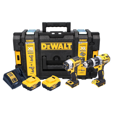 Paquete combinado de baterías DeWalt DCK 266 P2T Taladro de impacto DCD 796 de 18 V + herramienta de impacto DCF 887 + 2 baterías de 5,0 Ah + cargador + TSTAK