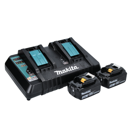 Makita DLM 382 PT2 cordless lawn mower 36 V ( 2x 18 V ) 38 cm 40 l + 2x battery 5.0 Ah + double charger + sickle blade