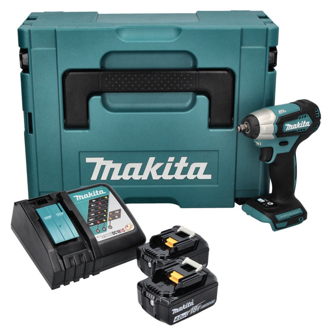 Akumulatorowy klucz udarowy Makita DTW 180 RMJ 18 V 180 Nm 3/8" bezszczotkowy + 2x akumulator 4,0 Ah + ładowarka + Makpac