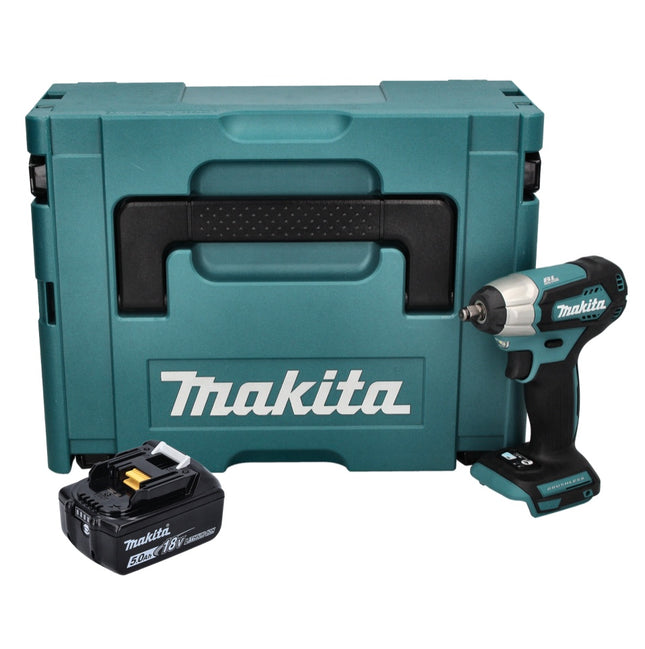 Akumulatorowy klucz udarowy Makita DTW 180 T1J 18 V 180 Nm 3/8" bezszczotkowy + 1x akumulator 5,0 Ah + Makpac - bez ładowarki