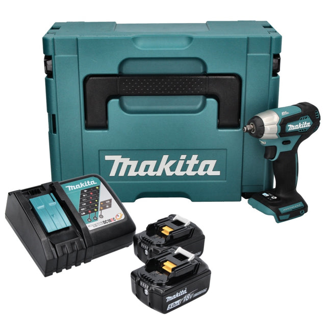 Akumulatorowy klucz udarowy Makita DTW 180 RTJ 18 V 180 Nm 3/8" bezszczotkowy + 2x akumulator 5,0 Ah + ładowarka + Makpac