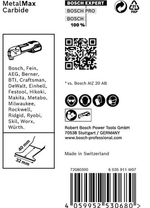 Bosch EXPERT AIZ 32 AIT Lama per sega ad affondamento Starlock 32 x 40 mm - 10 pz. ( 2608900016 ) per Metall Carbide MetalMax