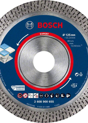 Bosch EXPERT HardCeramic disco de corte de diamante 125 x 22,23 mm 1 pieza (2608900655) Diamond Technology