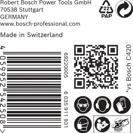 Bosch EXPERT C470 Fogli abrasivi 125 mm 8 fori G 120 50 pz. ( 2608900912 ) - per levigatrici orbitali