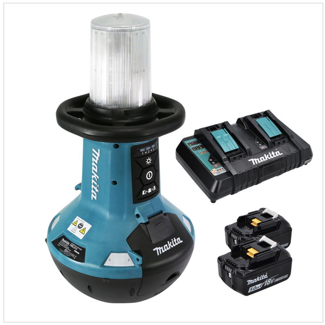 Makita DML 810 PT cordless LED area light 18 / 36 V (2 x 18 V) 5500 lm IP54 + 2x battery 5.0 Ah + double charger