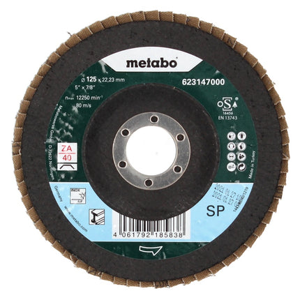 Metabo Disco abrasivo lamellare P 40 125 mm 22,23 mm ( 10 x 623147000 ) - per smerigliatrici angolari