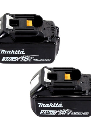 Kit di alimentazione Makita 18 V con 2x batteria BL 1830 B 3,0 Ah ( 197599-5 ) + caricabatterie doppio DC 18 SH ( 199687-4 ) + Makpac