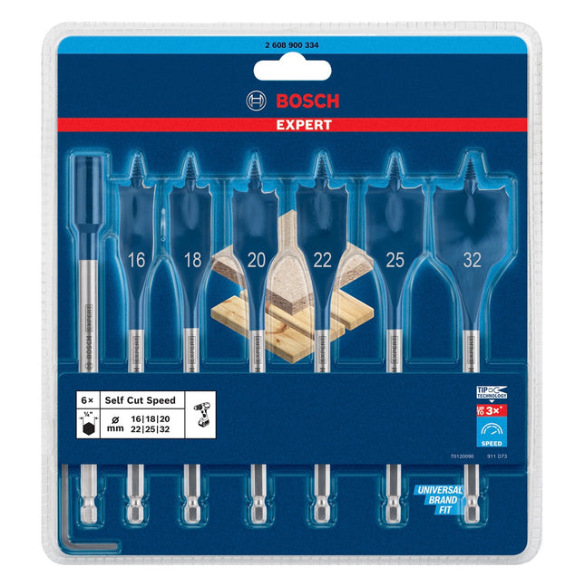 Bosch EXPERT SelfCut Speed Set de fraises plates 16 - 32 mm - 7 pièces (2608900334) pour le bois