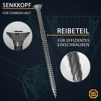 FORTE Tools Universal Holzschraube 5,0 x 120 mm T25 100 Stk. ( 000040113879 ) silber verzinkt Torx Senkkopf Teilgewinde