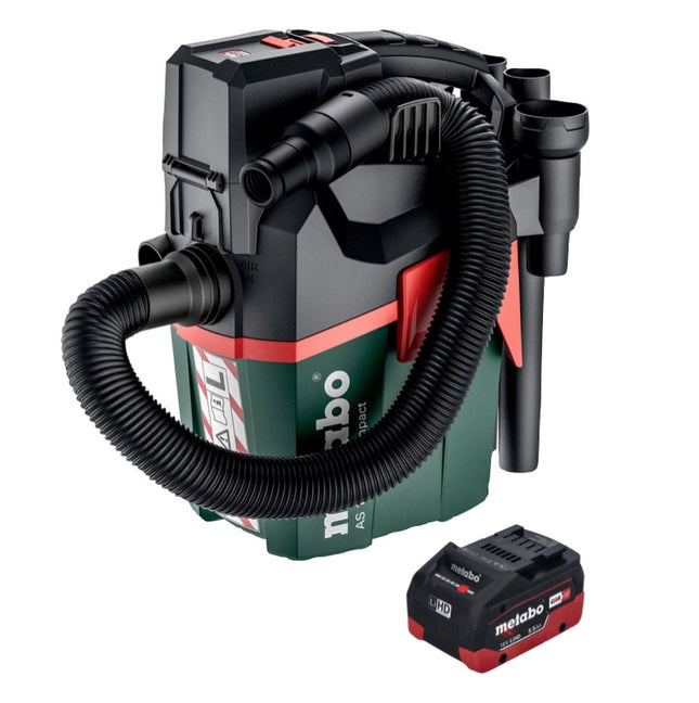 Metabo AS 18 L PC Kompaktowy odkurzacz akumulatorowy 18 V 6 l IPX4 klasa pyłu L na mokro i sucho + 1x akumulator 5,5 Ah - bez ładowarki