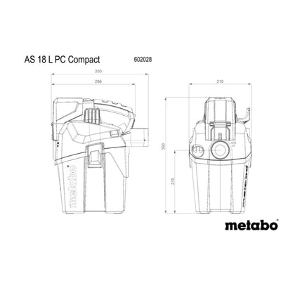 Metabo AS 18 L PC Compact Akku Sauger 18 V 6 l IPX4 Staubklasse L Nass und Trocken + 2x Akku 8,0 Ah + Ladegerät