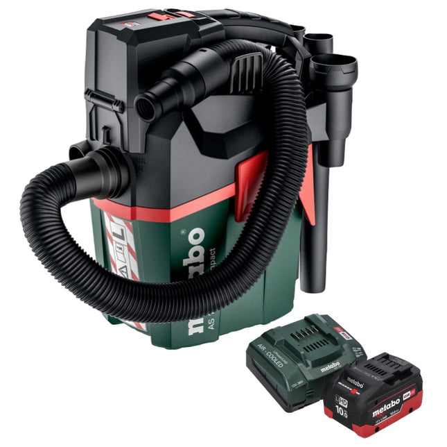 Metabo AS 18 L PC Aspirador compacto sin cable 18 V 6 l IPX4 clase de polvo L en seco y húmedo + 1x batería recargable 10,0 Ah + cargador