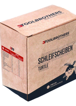 Toolbrothers TURTLE Schleifset 2 Packungen 120x Schleifscheiben 125mm Klett 8 Loch je 20x P40 / P60 / P80 / P120 / P180 / 240 für Hartholz, Weichholz, Lack, Stein, Stahl, Aluminium, Furnier - Toolbrothers