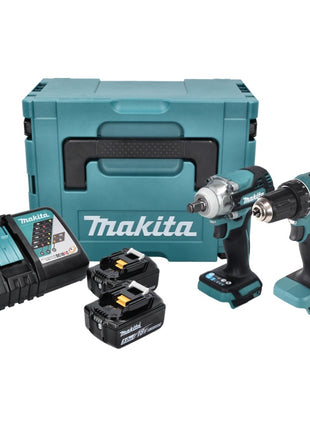 Makita DLX 2452 TJ cordless combo kit car DTW 300 cordless impact wrench + DDF 485 cordless drill + 2x cordless 5.0 Ah + charger + Makpac
