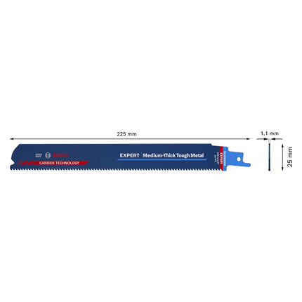 Bosch EXPERT Hoja de sierra de sable para metal duro de grosor medio S 1155 HHM 225 mm 10 piezas ( 2608900376 ) Tecnología de metal duro