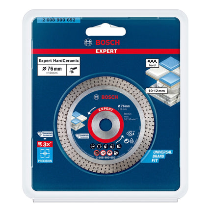 Disque à tronçonner diamanté Bosch Expert Hard Ceramic 76 mm 76 x 1,5 x 10 mm ( 2608900652 ) Diamond Technology - successeur de 2608615020