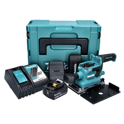 Lijadora orbital a batería Makita DBO 380 RG1J 18 V 93 x 185 mm sin escobillas + 1x batería 6,0 Ah + cargador + Makpac