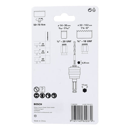 Bosch Power Change Plus Holesaw Adaptor Set 7.15 x 85 mm + HSS-G Drill Hexagonal Holder - Multimaterial - Carbide (2608599010)