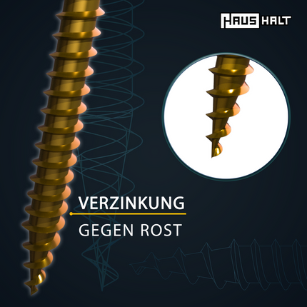 HausHalt Universal Holzbauschraube Holzschraube 4,0 x 35 mm PZ2 500 Stk. ( 000051371145 ) gelb verzinkt Kreuzschlitz Pozidriv Senkkopf Vollgewinde
