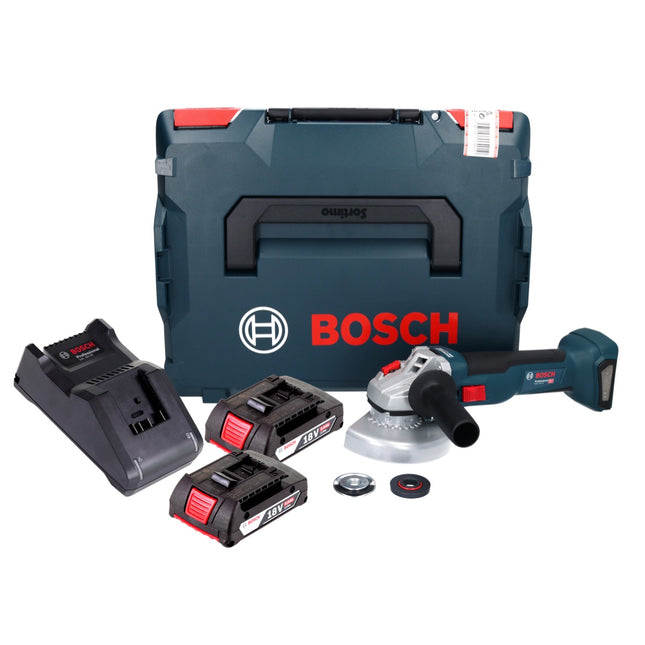 Bosch GWS 18V-10 Professional Cordless Angle Grinder 125mm Brushless 18V + 2x Batteries 2.0 Ah + Charger + Case