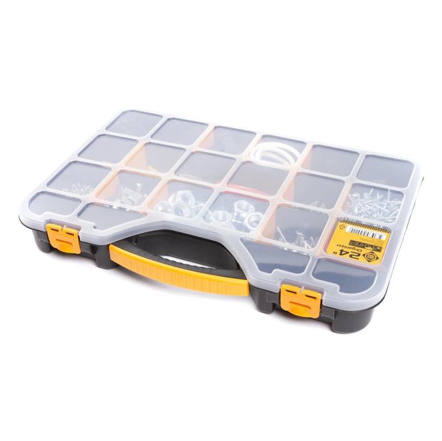 Forte Tools ORG-24 Coffret à outils en 51x35x7 cm, boîte de rangement, organisateur avec 18 compartiments différents, amovible, boîte solide, couvercle anti-rayures (000051144820)
