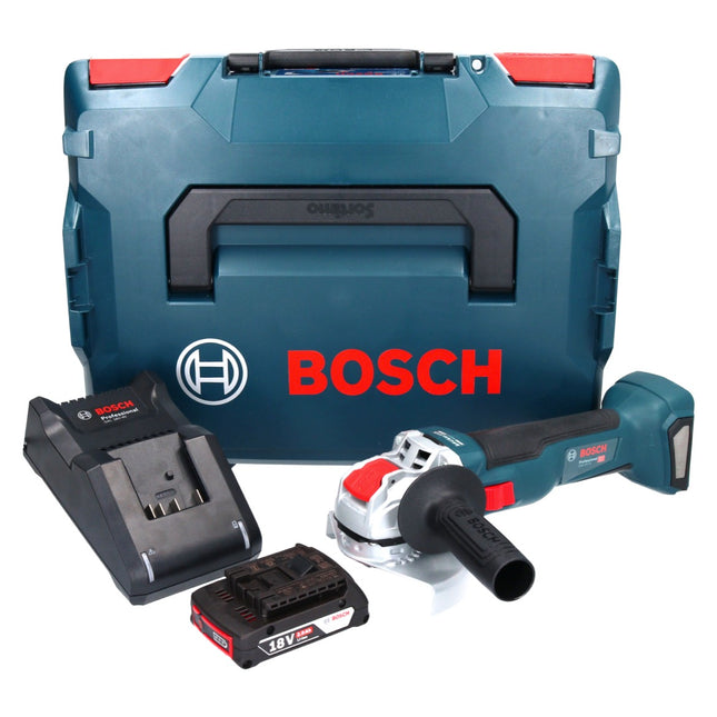 Bosch GWX 18V-10 Professional cordless angle grinder 18 V 125 mm X-LOCK Brushless + 1x rechargeable battery 2.0 Ah + charger + L-Boxx