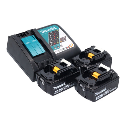 Makita DGA 504 RT3J cordless angle grinder 18 V 125 mm brushless + 3x rechargeable battery 5.0 Ah + charger + Makpac