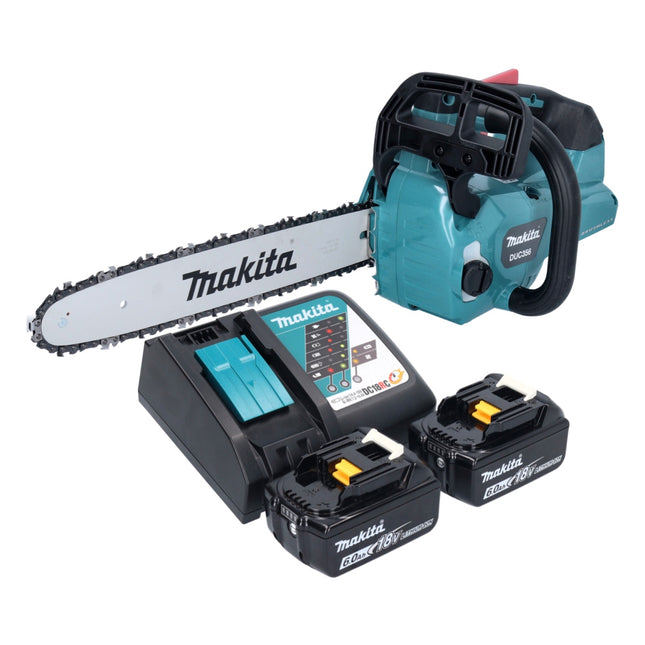 Makita DUC 356 RGB Akumulatorowa pilarka łańcuchowa 36 V ( 2x 18 V ) 35 cm bezszczotkowa + 2x akumulator 6,0 Ah + ładowarka