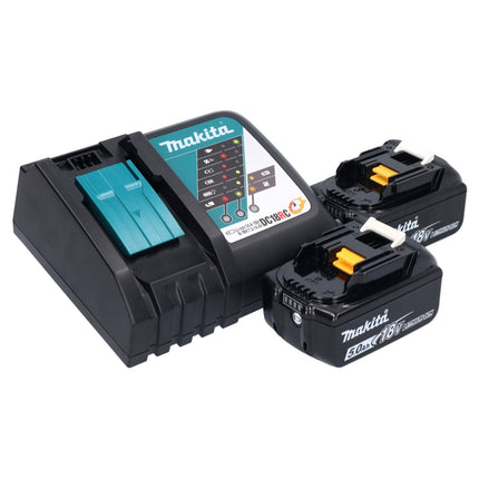 Amoladora angular a batería Makita DGA 513 RT 18 V 125 mm sin escobillas + 2x baterías 5,0 Ah + cargador