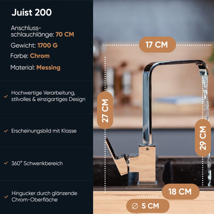 Rosenhahn Soehne Juist 200 Kuechenarmatur 360 Drehbarer Wasserhahn Kueche Armatur Kueche Chrom 2 fach verstellbare Spueltischarmatur Anschlussschlaeuche 4 - toolbrothers