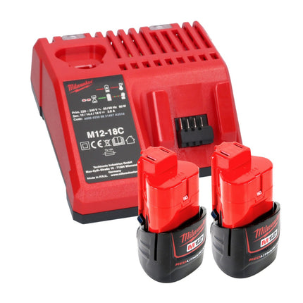 Milwaukee M12 FIW38-202C Llave de impacto sin cable 12 V 339 Nm 3/8" sin escobillas + 2x batería recargable 2,0 Ah + cargador