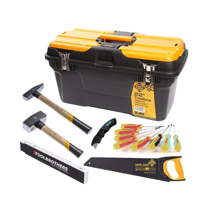 Do-it-yourselfer Starter Set: Foxtail - Locksmith's Hammer - Hammer - Folding knife - Folding ruler (14 pcs.) - Screwdriver Set (8 pcs.) + Case