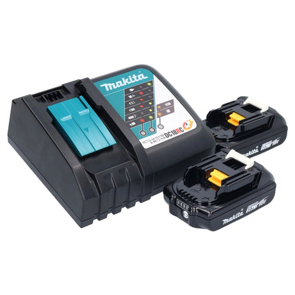 Makita DMR 056 RA Akku Radio 18 V FM DAB+ mit Laterne 360° Taschenlampe IP65 + 2x Akku 2,0 Ah + Ladegerät