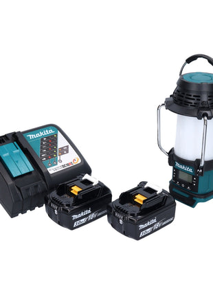 Makita DMR 055 RF radio a batteria 18 V FM con lanterna 360° torcia + 2x batteria ricaricabile 3,0 Ah + caricatore
