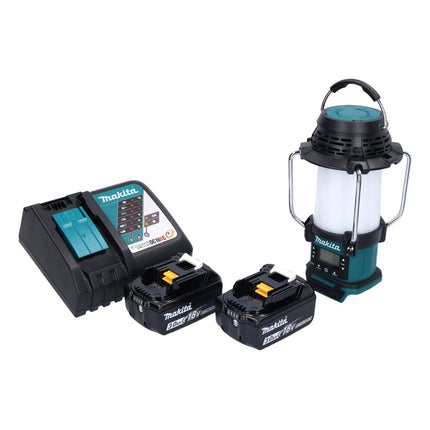 Makita DMR 055 RF Akku Radio 18 V FM mit Laterne 360° Taschenlampe + 2x Akku 3,0 Ah + Ladegerät