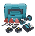 Akumulatorowe narzędzie wielofunkcyjne Makita DTM 52 RMJX4 18 V Starlock Max Brushless + 2x akumulator 4,0 Ah + ładowarka + zestaw akcesoriów + Makpac