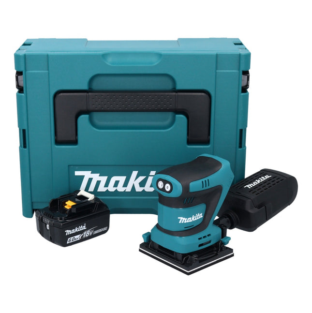 Makita DBO 481 G1J Levigatrice orbitale a batteria 18 V 112 x 102 mm + 1x batteria ricaricabile 6,0 Ah + Makpac - senza caricabatterie