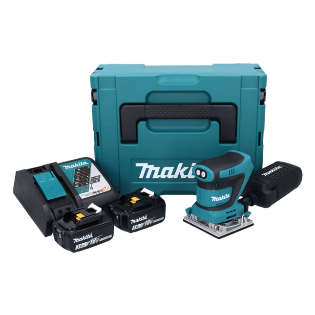 Makita DBO482RFJ Levigatrice vibrante a batteria 112x102mm 18V + 2 batterie da 3,0Ah + caricabatterie + valigetta Makpac