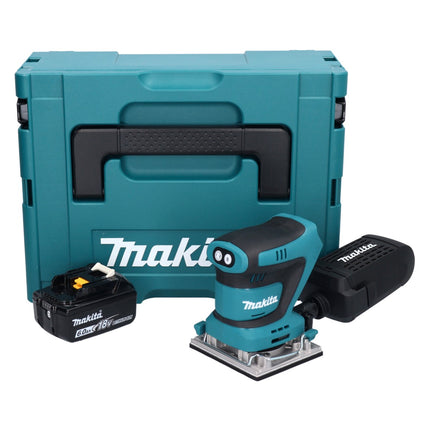 Lijadora orbital a batería Makita DBO 482 G1J 18 V 112 x 102 mm + 1x batería 6,0 Ah + Makpac - sin cargador