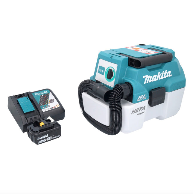 Aspiradora sin cable Makita DVC 750 LRT1 LXT 18 V 67 mbar 7,5 l sin escobillas + 1x batería recargable 5,0 Ah + cargador