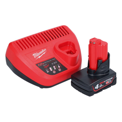 Milwaukee M12 FHT20-401 cortasetos a batería 12 V 20 cm sin escobillas + 1x batería 4,0 Ah + cargador
