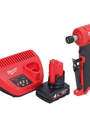 Milwaukee M12 FDGA-401 Geradschleifer abgewinkelt 12 V 6 / 8 mm Brushless + 1x Akku 4,0 Ah + Ladegerät