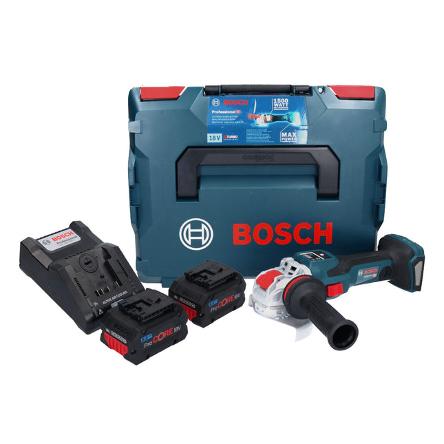 Bosch GWX 18V-15 SC Professional Akku Winkelschleifer 18 V ( 06019H6501 ) 125 mm BITURBO X-LOCK + 2x ProCORE Akku 8,0 Ah + Ladegerät + L-BOXX