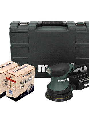 Metabo FSX 200 Intec levigatrice rotorbitale 240 W 125 mm + 2x Toolbrothers SPIDER set di reti abrasive + valigetta