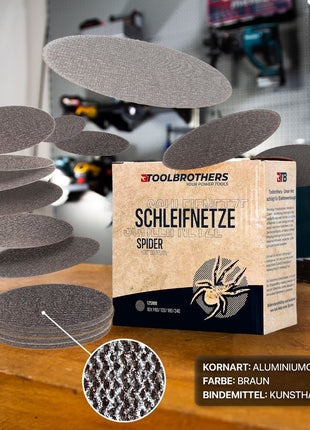 Metabo FSX 200 Intec levigatrice rotorbitale 240 W 125 mm + 2x Toolbrothers SPIDER set di reti abrasive + valigetta
