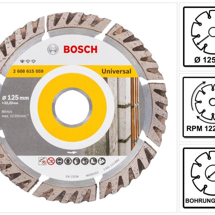 Bosch Standard per disco diamantato universale 125 x 22,23 mm ( 2608615059 ) per calcestruzzo, acciaio-calcestruzzo, mattoni, calce e arenaria