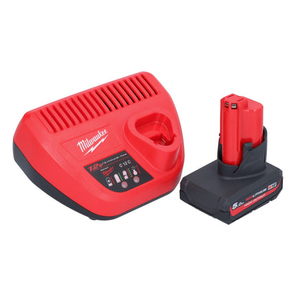 Milwaukee M12 GG-501 cordless grease gun 12 V 562 bar + 1x rechargeable battery 5.0 Ah + charger