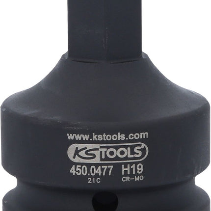 KS TOOLS 1" Kraft-Bit-Stecknuss Innensechskant, kurz, 19 mm ( 450.0477 ) - Toolbrothers