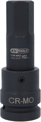 KS TOOLS 1" Kraft-Bit-Stecknuss Innensechskant, lang, 32 mm ( 450.0497 ) - Toolbrothers