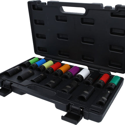 KS TOOLS 1/2" MASTER Spezial-Kraft-Stecknuss-Satz für Radverschraubungen, 17-tlg ( 515.0885 ) - Toolbrothers